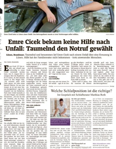 Zeitungsartikel der Lüner Nachrichten über Emre Cicek und die Gründung seiner Erste-Hilfe-Schule in Lünen vom 30.08.2025.