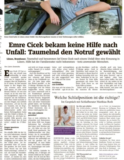Zeitungsartikel der Lüner Nachrichten über Emre Cicek und die Gründung seiner Erste-Hilfe-Schule in Lünen vom 30.08.2025.